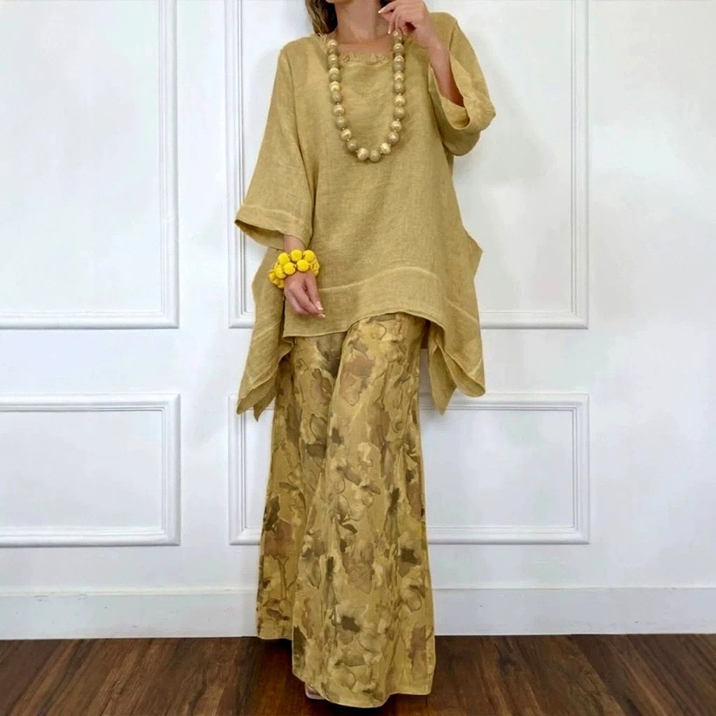 Olivia - Women's Floral Cotton Linen Matching Set