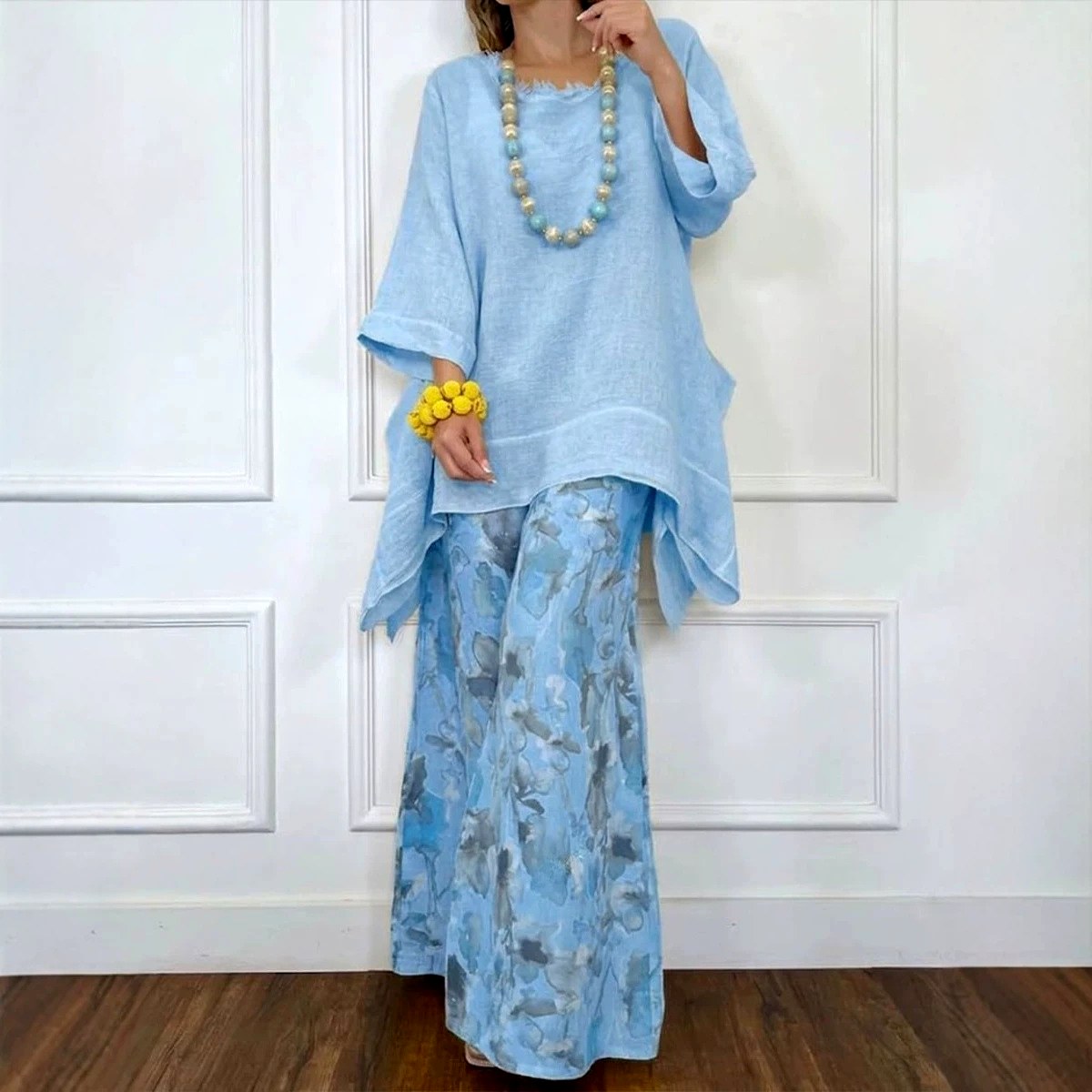 Olivia - Women's Floral Cotton Linen Matching Set