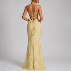 Raina - Women's Floral Embroidered Sweetheart Maxi Dress