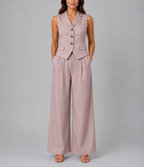 Sarahi - Women's Button-Front Tailored Waistcoat & Wide-Leg Trousers Set