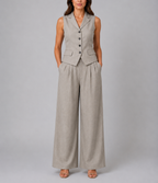 Sarahi - Women's Button-Front Tailored Waistcoat & Wide-Leg Trousers Set