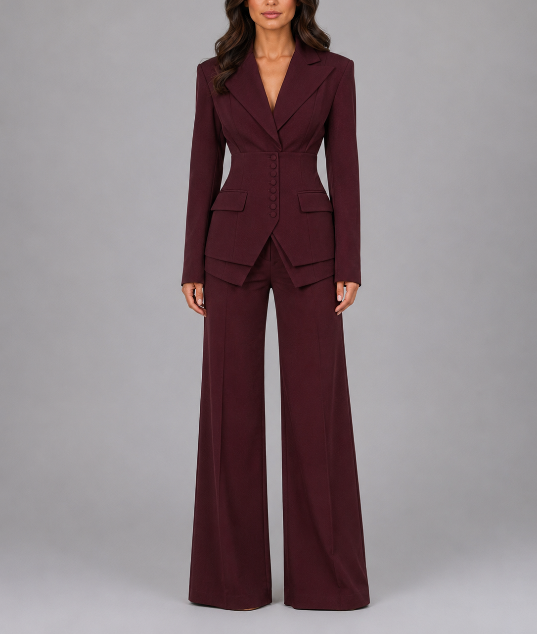 Soraya - Women's Cinched-Waist Blazer with Wide-Leg Trousers
