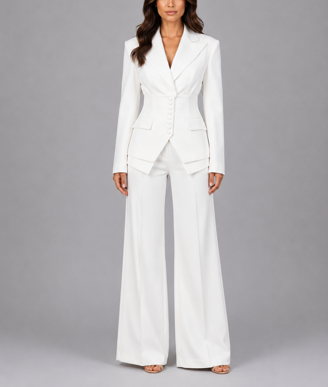 Soraya - Women's Cinched-Waist Blazer with Wide-Leg Trousers