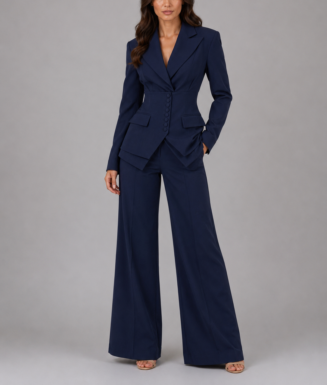 Soraya - Women's Cinched-Waist Blazer with Wide-Leg Trousers