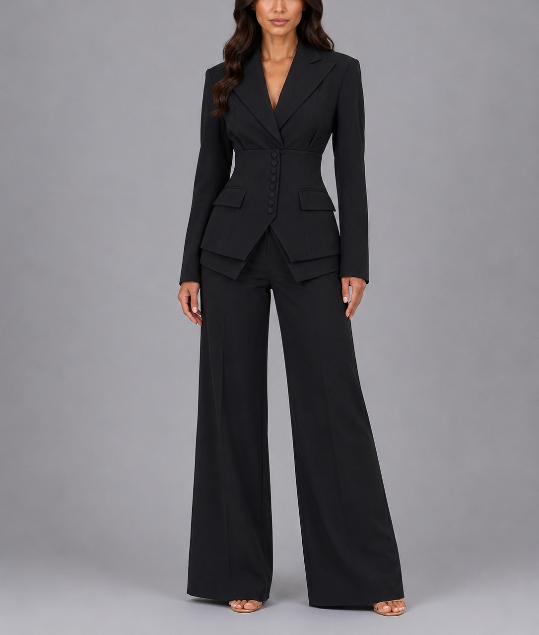 Soraya - Women's Cinched-Waist Blazer with Wide-Leg Trousers