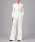 Teresa - Women's Single-Button Collarless Tailored Suit