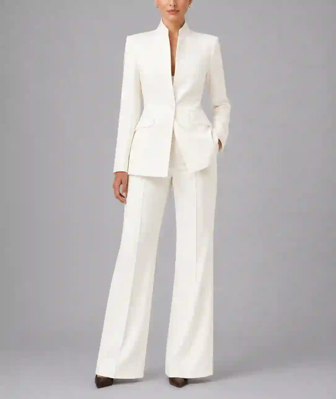 Teresa - Women's Single-Button Collarless Tailored Suit