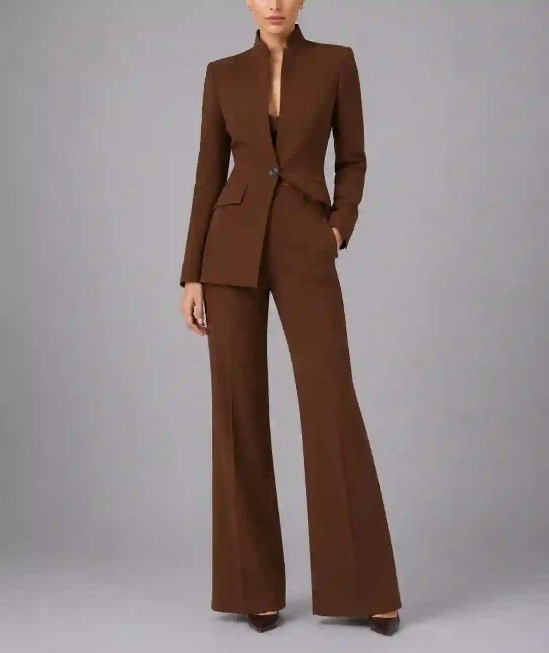 Teresa - Women's Single-Button Collarless Tailored Suit