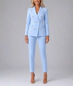 Verity - Women's Double-Breasted Blazer & Tapered Trousers Set