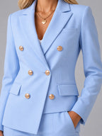 Verity - Women's Double-Breasted Blazer & Tapered Trousers Set