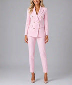 Verity - Women's Double-Breasted Blazer & Tapered Trousers Set