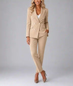 Verity - Women's Double-Breasted Blazer & Tapered Trousers Set