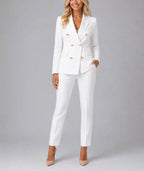 Verity - Women's Double-Breasted Blazer & Tapered Trousers Set