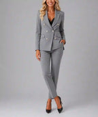 Verity - Women's Double-Breasted Blazer & Tapered Trousers Set