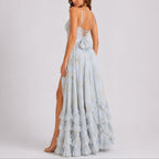 Abigail - Women's Floral Corset Maxi Dress with Tiered Ruffle Hem