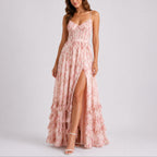 Abigail - Women's Floral Corset Maxi Dress with Tiered Ruffle Hem