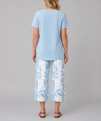 Abigail - Women's Layered Short-Sleeve Top & Wide-Leg Printed Trousers Set