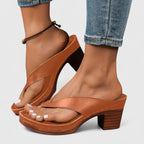 Abigail - Women's Thong Platform Sandals with Block Heel