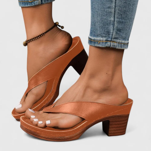 Abigail - Women's Thong Platform Sandals with Block Heel