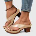 Abigail - Women's Thong Platform Sandals with Block Heel