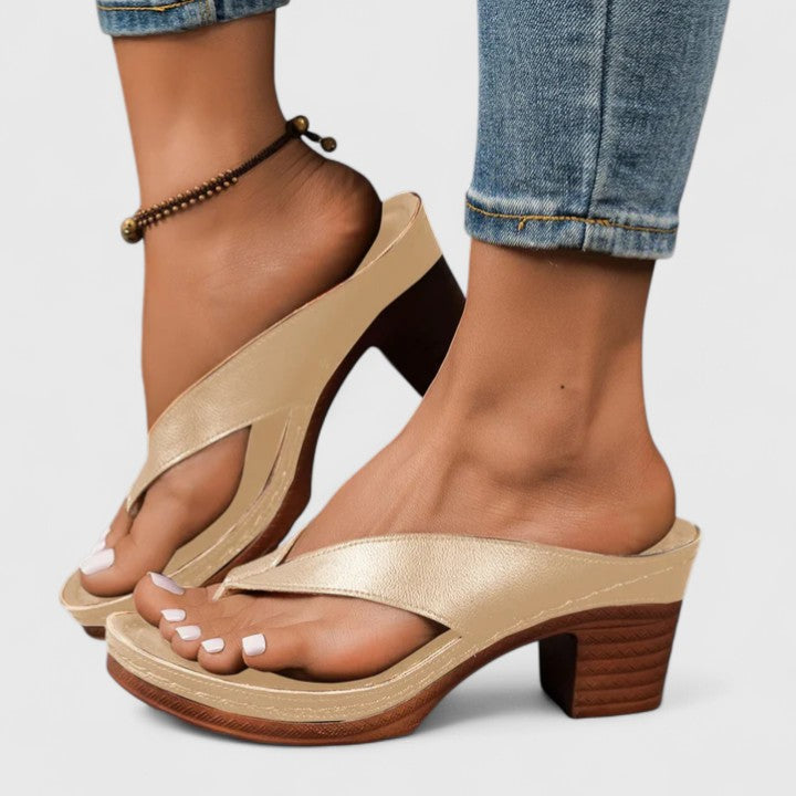 Abigail - Women's Thong Platform Sandals with Block Heel