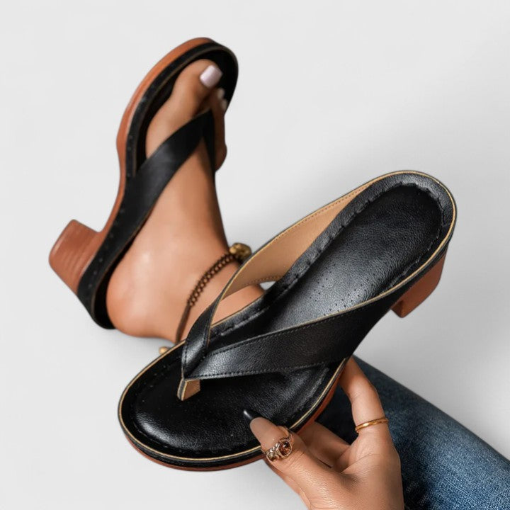 Abigail - Women's Thong Platform Sandals with Block Heel