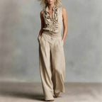 Adelaide - Women's Ruffle Front Sleeveless Jumpsuit 2
