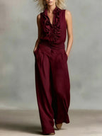 Adelaide - Women's Ruffle Front Sleeveless Jumpsuit 3