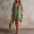 Adelle - Women's Sheer V-Neck Layered Boho Mini Dress 1