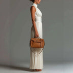 Aimee - Women's Halter Deep V Pleated Wide Leg Jumpsuit 5