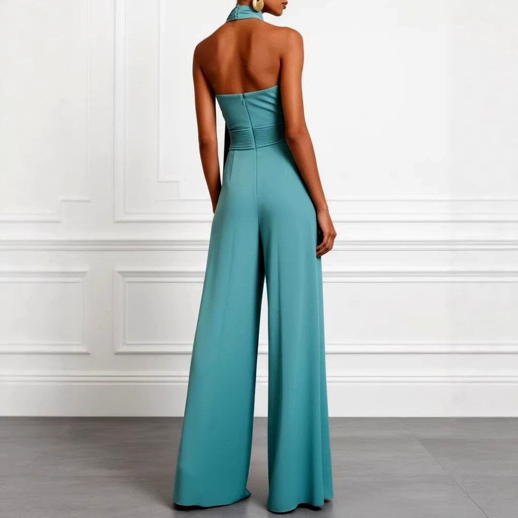 Aimee - Women's Halter Wide Leg Jumpsuit 4