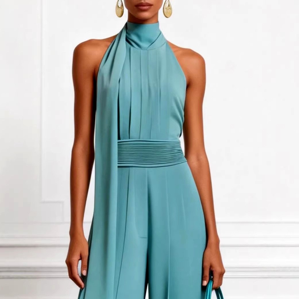 Aimee - Women's Halter Wide Leg Jumpsuit 5