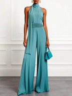 Aimee - Women's Halter Wide Leg Jumpsuit 6