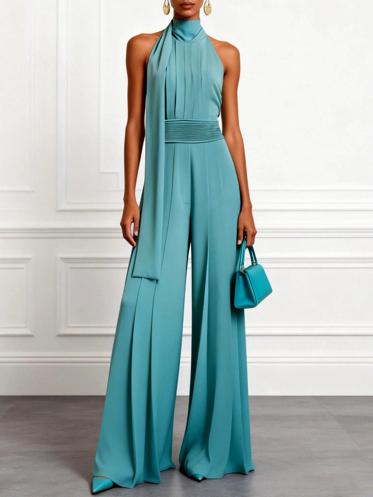 Aimee - Women's Halter Wide Leg Jumpsuit 6