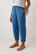 Ainara - Women's Drawstring Barrel-Leg Cropped Pants