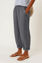 Ainara - Women's Drawstring Barrel-Leg Cropped Pants