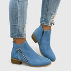 Alara - Women's Suede-Look Ankle Boots with Side Zip