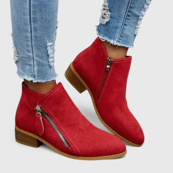 Alara - Women's Suede-Look Ankle Boots with Side Zip