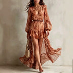 Aloisia - Women's Tie-Dye Lantern Sleeve Mini Dress 1