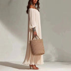 Amelia - Women's Off-the-Shoulder Pleated Maxi Dress 3