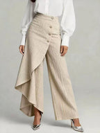 Amoura - Women’s Asymmetric Denim Wide Leg Pants 5