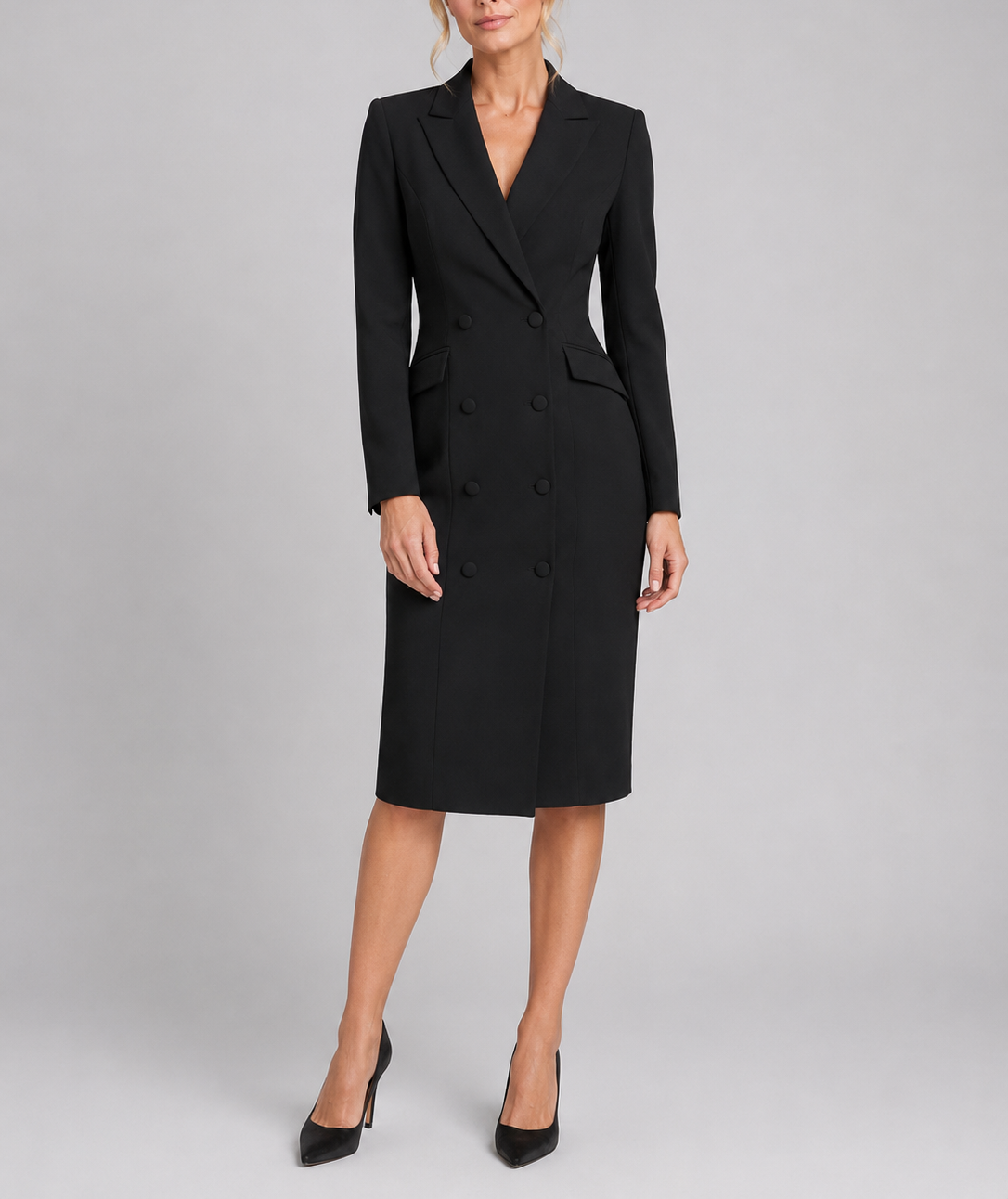 Anais - Women's Double-Breasted Blazer Midi Dress