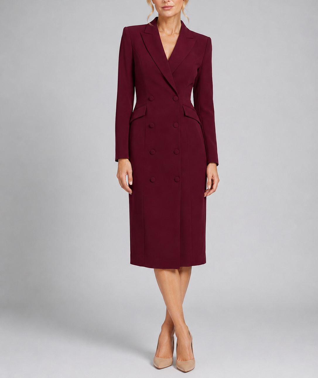 Anais - Women's Double-Breasted Blazer Midi Dress