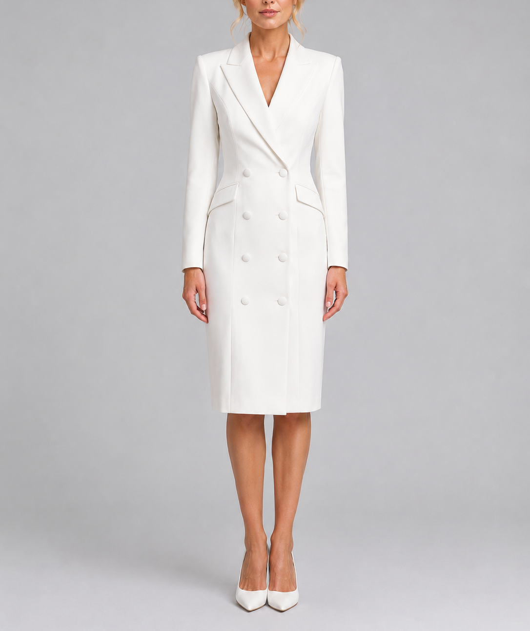 Anais - Women's Double-Breasted Blazer Midi Dress