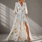 Andromeda - Women's Floral V-Neck Front Slit Maxi Dress 2