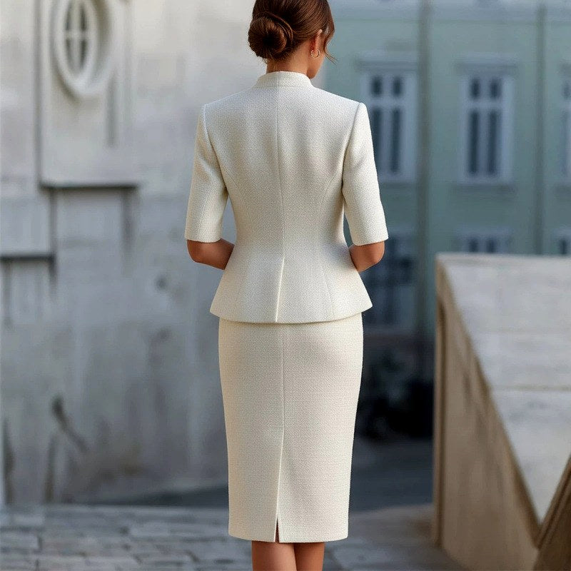 Annabel - Women's Peplum Blazer and Pencil Skirt Set 2