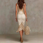 Antoinette - Women's Sweetheart Bodycon Ruched Midi Dress 2