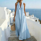 Ashlyn - Women's Halter Resort Maxi Dress with Pockets 1