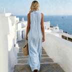 Ashlyn - Women's Halter Resort Maxi Dress with Pockets 2