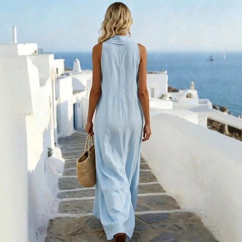 Ashlyn - Women's Halter Resort Maxi Dress with Pockets 2